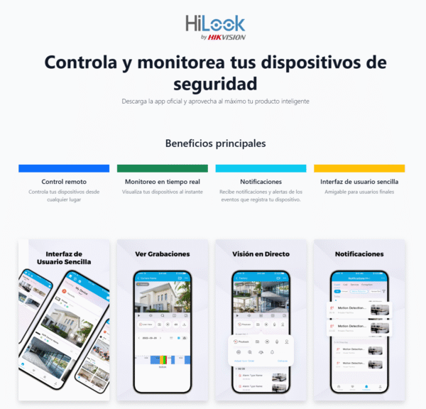 Kit HiLook TurboHD 1080p / DVR 4 Canales / 4 Cámaras Bala ColorVu con Micrófono Integrado