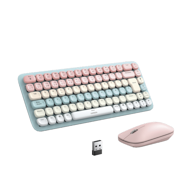 25178-l Paquete de Teclado y Mouse | 85 teclas en Español | Bluetooth y 2.4GHz | Mouse Ambidiestro | Sensor de DPI ajustable | Efectos de Iluminación del Teclado | Amplia compatibilidad | Color Rosa.