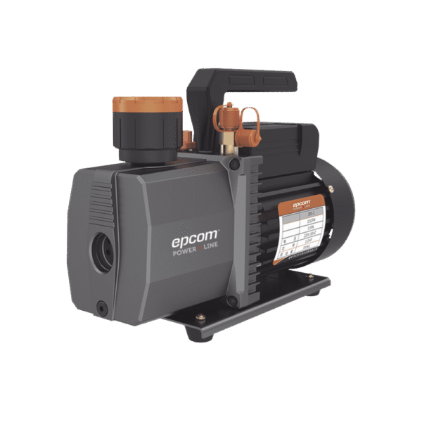 Bomba de vacío profesional marca EPCOM / para aire acondicionado / 2 estados / Motor de 1/2 HP / Voltaje dual 110-220 Vca / Acople de ingreso de 1/4" x 3/8" con válvula de retención integrada