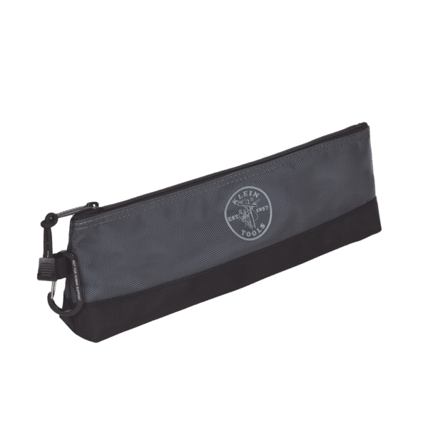 KIT 5 Bolsos Ultra Resistentes para Herramientas con Base y cierre Zipper, Colores: gris claro, amarillo, naranja, azul, gris oscuro. Todos con Mosquetones de Aluminio.