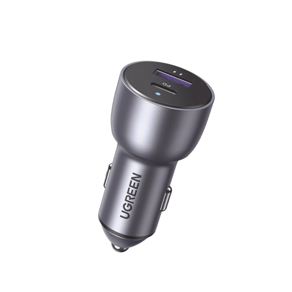 Cargador de Auto 52.5W | Puerto USB-A y USB-C | Carga Rápida | Compatible con Vehículos de 12 y 24 VCD | PD3.0 + QC3.0 | Chip Inteligente | Diseño Compacto Mayor Eficiencia Energética | Caja de Aluminio.