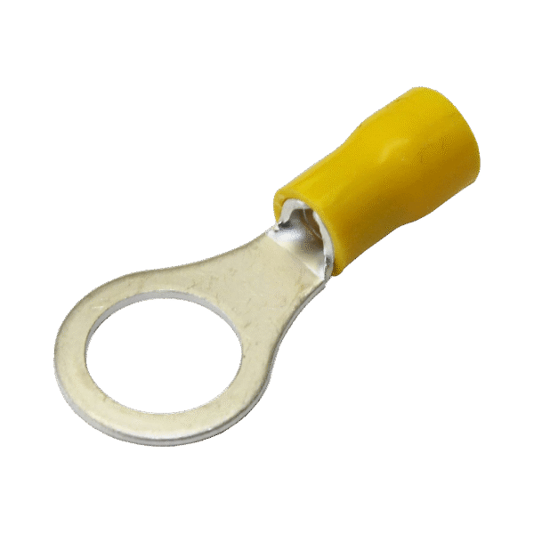 AE50242-l Terminal tipo ojo / 1 / 4" / 12 - 10 AWG / Amarillo / Paquete de 25 piezas.