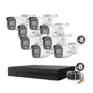 B8KIT8CV_A-l Kit TurboHD 1080p / DVR 8 Canales / 8 Cámaras Bala ColorVu con Microfono Integrado / Fuente de Poder / Accesorios de Instalación