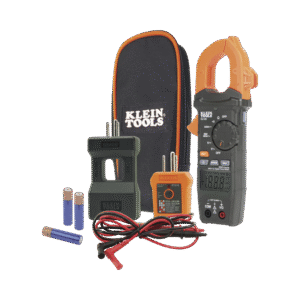 CL120KIT-l Kit de Amperímetro de Gancho (400A CA) con Probador de Fase y Divisor (para medir corriente sin cortar el cable).