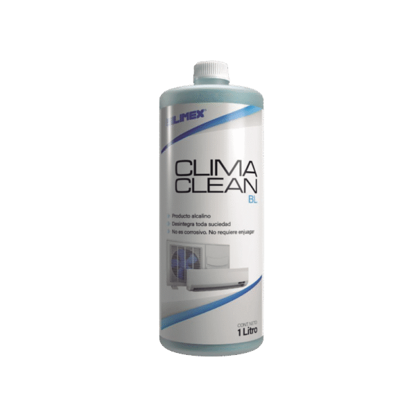 CLIMA CLEAN BL Limpiador a base ácida que garantiza una limpieza profunda y profesional en serpentines de minisplits, mejorando su eficiencia y prolongando su vida útil