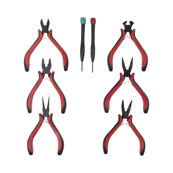 EPNTK8-l Juego de Herramientas con 6 Pinzas Eléctricas de 4.5" + 2 Desarmadores de Precisión (Plano y Cruz).