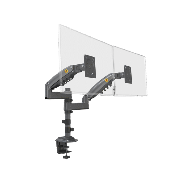Montaje de Escritorio articulado para 2 monitores de 17 a 27" / Soporta hasta 9kg por monitor / Vesa 75 x 75 / 100 x 100 / Acero / Rotación: 360°