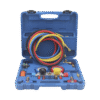 HBSBZ6-AD-1-l Juego de manómetros para aire acondicionado marca EPCOM Power Line, herramienta de carga de refrigerante, doble válvula con adaptadores de acoplamiento rápido, manguera de 1.5 metros para refrigerantes : R410A, R32, R134A, R22