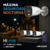 HiLook by HIKVISION_HL-1080-CV_A_1TB_promocional Kit HiLook TurboHD 1080p + SSD 1 TB / DVR 4 Canales / 4 Cámaras Bala ColorVu con Micrófono Integrado / Fuente de Poder / Accesorios de Instalación / App Gratis para celular