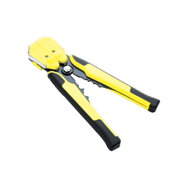 JX1301-l Pinza multifuncional Pelacables, con terminal de pestaña, prensado automático de color amarillo.