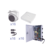 KIT TurboHD 1080p Lite / DVR 16 Canales / 16 Cámaras Eyeball Exterior ( 2.8mm) / Transceptores / Conectores / Fuente de Poder Profesional