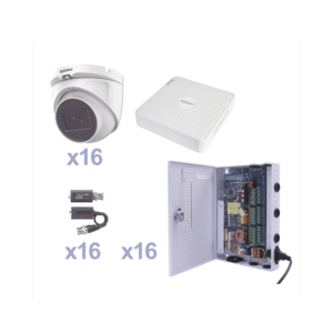 KESTXLT16EW-l KIT TurboHD 1080p Lite / DVR 16 Canales / 16 Cámaras Eyeball Exterior ( 2.8mm) / Transceptores / Conectores / Fuente de Poder Profesional