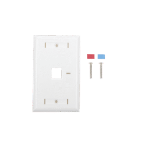 Placa de pared de 1 puerto, Keystone, con espacio para etiqueta, Color Blanco