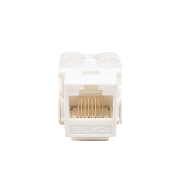 LPKJ601WH-FRENTE-l Módulo Jack Keystone Cat6 con terminación 110 (Punchdown) para faceplate - Color Blanco