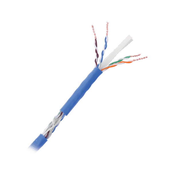 PROCAT6PLUS-LAT-IZQ-l Bobina de cable de 305 metros Cat6+, CM, CALIBRE 23 ALTO RENDIMIENTO, ETL,UL, color azul, super flexible, para aplicaciones de video vigilancia, video HD, y redes de datos. Uso interior.