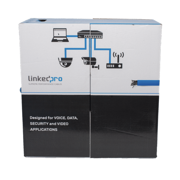 PROCAT6PLUSV2-AD-1-l Bobina de cable de 305 metros Cat6+, CM, CALIBRE 23 ALTO RENDIMIENTO, ETL,UL, color azul, super flexible, para aplicaciones de video vigilancia, video HD, y redes de datos. Uso interior.
