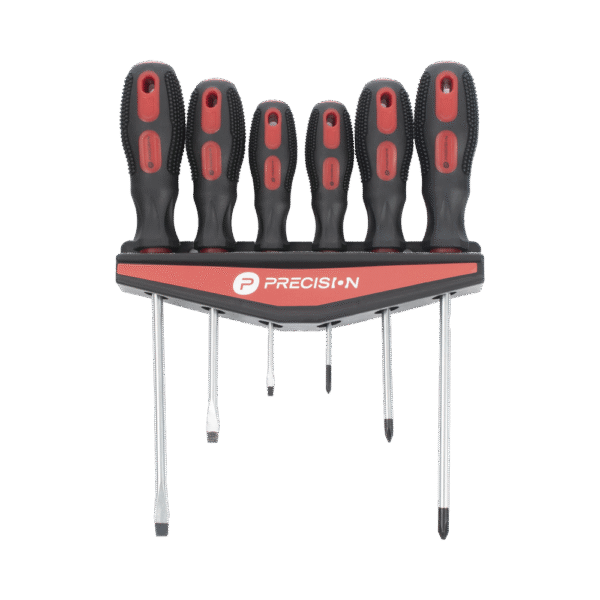 Juego de 6 desarmadores CrV con organizador y Mango Bicolor.