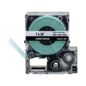S000X100VAM-l Casete de Etiquetas Autolaminadas de Cinta Continua, de 24 (1 in) mm de Ancho, 8 m de Largo, Para Cables de 2.5 a 5.1 mm (10 - 12 AWG) de Diámetro, Color Blanco