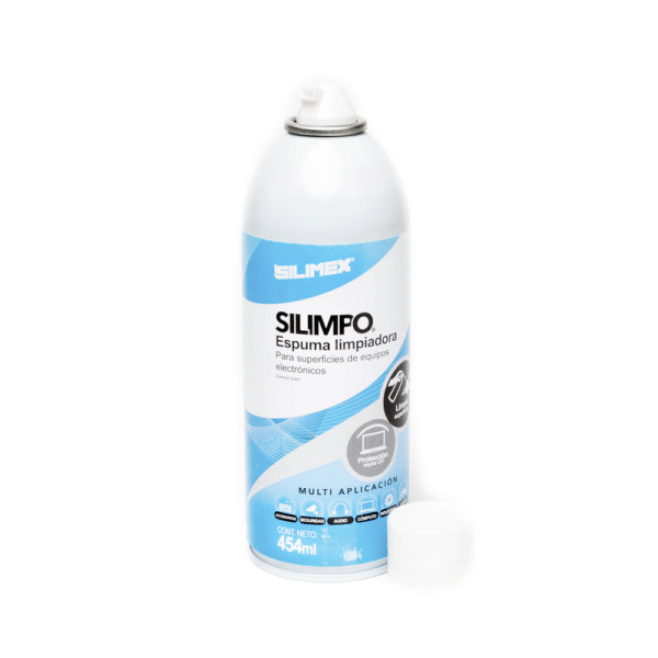 SILIMPO-AD-2-l Espuma limpiadora para todo tipo de superficies plásticas y metálicas de sistemas de vídeo, audio, telefonía y equipo de computo, contiene protectores de rayos UV, 454 ml