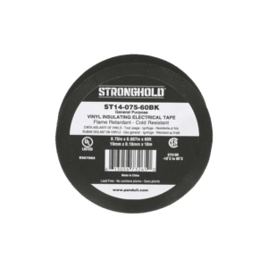 Cinta Eléctrica STRONGHOLD para Aislar, de PVC, Uso General Reparación y Mantenimiento, Grosor de 0.18mm (7 mil), Ancho de 19mm, y 18m de Largo Color Negro
