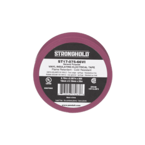 Cinta Eléctrica STRONGHOLD para Aislar, de PVC, Uso General Reparación y Mantenimiento, Grosor de 0.18mm (7 mil), Ancho de 19mm, y 20m de Largo Color Violeta