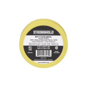 Cinta Eléctrica STRONGHOLD para Aislar, de PVC, Uso General Reparación y Mantenimiento, Grosor de 0.18mm (7 mil), Ancho de 19mm, y 18m de Largo Color Amarillo