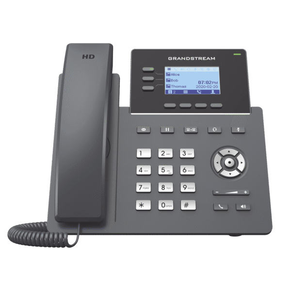 GRP2603P-h Teléfono IP Grado Operador, 3 líneas SIP con 6 cuentas, puertos Gigabit PoE, codec Opus, IPV4/IPV6 con gestión en la nube GDMS